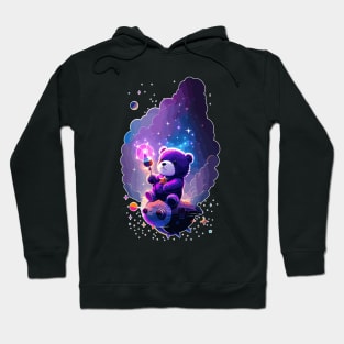 Colorful Teddy Bear In Space Hoodie